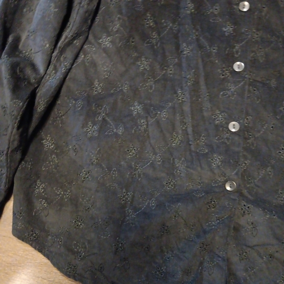 Lemon Grass Black Button-Up Shirt Embroind Size 22w - Picture 3 of 6